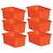 Teacher Created Resources Storage Bin, Plastic, Orange, 5 in H, 11-3/8 in W, 7-3/4 in L, 6 PK 20394 - alternate 1
